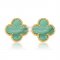 Van Cleef & Arpels Sweet Alhambra Earrings 15mm Yellow Gold With Malachite Mother Of Pearl
