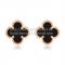 Van Cleef & Arpels Sweet Alhambra Earrings 9mm Pink Gold With Black Onyx Mother Of Pearl